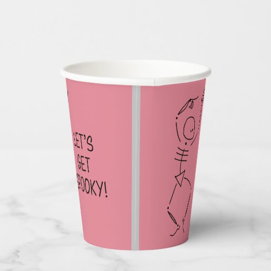 Dansen Halloween Skeleton - roze Papieren Bekers (Rechts)