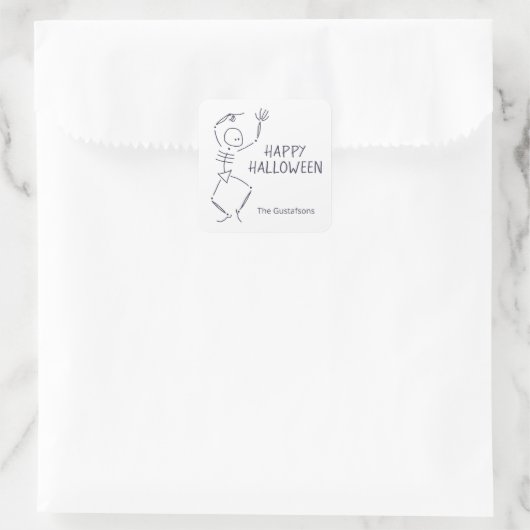 Dansen Halloween Skeletons - wit Vierkante Sticker (Tas)