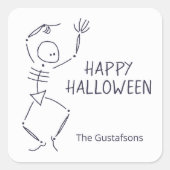 Dansen Halloween Skeletons - wit Vierkante Sticker (Voorkant)