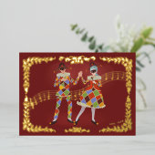 Dansen Harlequins Folie Feestdagenkaart (Staand Voorkant)