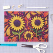 Dansen herfst Zonnebloemen, wervelende herfst blad Tissuepapier (Craft)