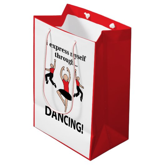 Dansen Ik druk mezelf uit door te dansen Medium Cadeauzakje (Voorkant Gekanteld)