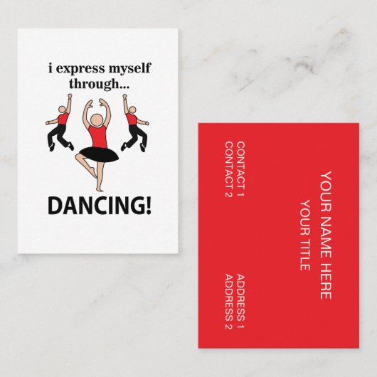 Dansen Ik druk mezelf uit door te dansen Visitekaartje (Voorkant / Achterkant)