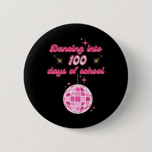 Dansen in 100 dagen van de school met roze disco b ronde button 5,7 cm