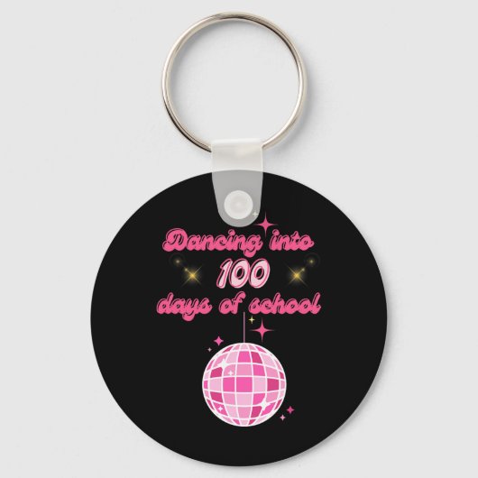Dansen in 100 dagen van de school met roze disco b sleutelhanger (Voorkant)