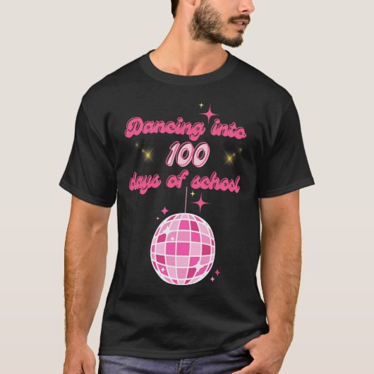 Dansen in 100 dagen van de school met roze disco b t-shirt (Voorkant)