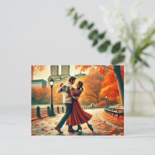 Dansen in Central Park New York in de herfst Briefkaart (Staand voorkant)