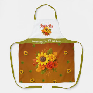 "Dansen in de keuken" - Herfst Zonnebloem Boeket Schort