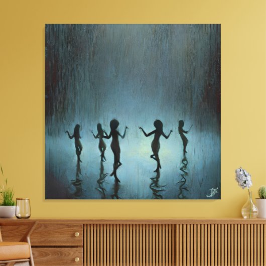 Dansen in de regen canvas afdruk (Insitu (Woonkamer))