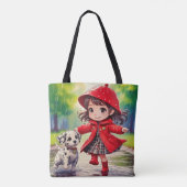 Dansen in de regen - Chibi art Tote Bag (Achterkant)