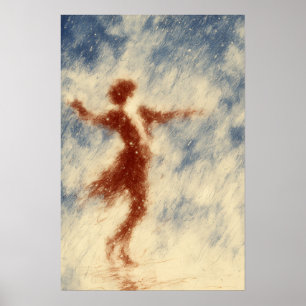Dansen in de regen Expressieve figuratieve kunst Poster