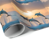 Dansen in de schemering: drie dolfijnen springen cadeaupapier (Rol Hoek)