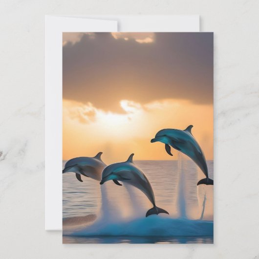 Dansen in de schemering: drie dolfijnen springen kaart (Voorkant)