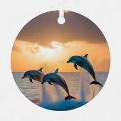 Dansen in de schemering: drie dolfijnen springen metalen ornament (Voorkant)