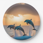 Dansen in de schemering: drie dolfijnen springen papieren bordje (Voorkant)