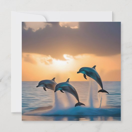 Dansen in de schemering: drie dolfijnen springen save the date (Achterkant)