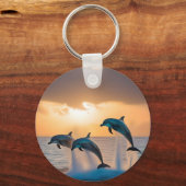 Dansen in de schemering: drie dolfijnen springen sleutelhanger (Voorkant)