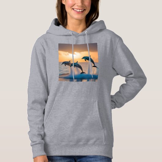 Dansen in de schemering: drie springende dolfijnen hoodie (Voorkant)