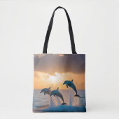 Dansen in de schemering: drie springende dolfijnen tote bag (Voorkant)