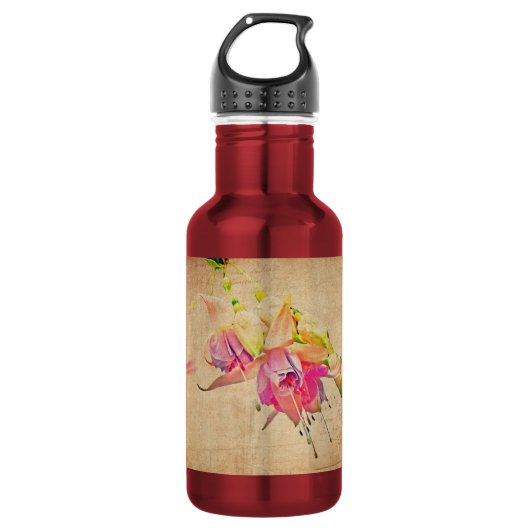 dansen in de wind - Fuchsia Flowers Waterfles (Voorkant)