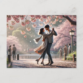 Dansen in het Japanse Ueno Park in het voorjaar Briefkaart
