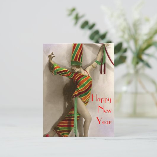 Dansen in het nieuwe jaar feestdagenkaart (Staand voorkant)