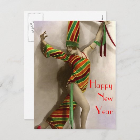 Dansen in het nieuwe jaar feestdagenkaart (Voorkant / Achterkant)