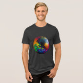Dansen in nostalgie met de retro kosmische groove Tri-Blend shirt (Voorkant volledig)