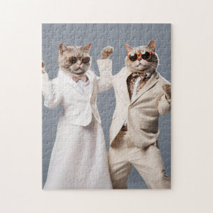 Dansen Katten In Kleding Jigsaw Puzzel