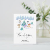 Dansen Kerstmis Bos Dieren Dank u Briefkaart (Staand voorkant)