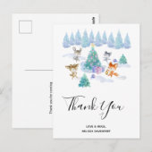 Dansen Kerstmis Bos Dieren Dank u Briefkaart (Voorkant / Achterkant)