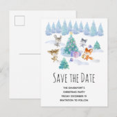 Dansen Kerstmis Bos Dieren Save the Date Uitnodiging Briefkaart (Voorkant / Achterkant)