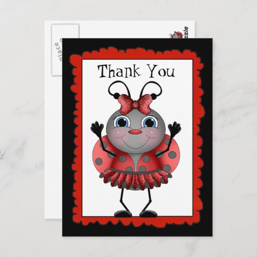 Dansen Ladybug bedankt briefkaart (Voorkant / Achterkant)