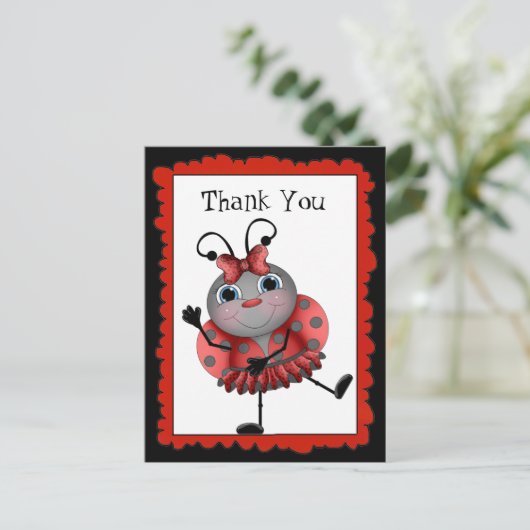 Dansen Ladybug bedankt briefkaart (Staand voorkant)