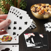 Dansen meisje in lange laarzen en miniskirt speelkaarten (Insitu)