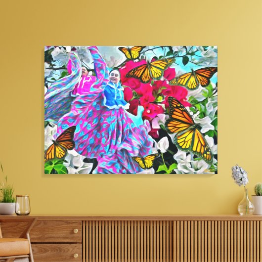 Dansen met bloemen & buistraten PV01 Art Canvas Afdruk (Insitu (Woonkamer))