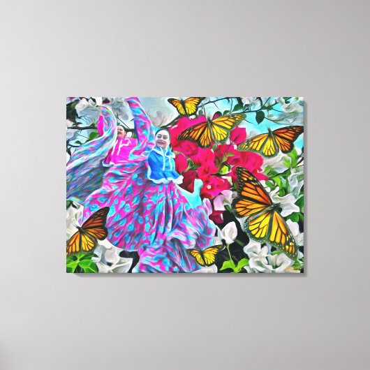 Dansen met bloemen & buistraten PV01 Art Canvas Afdruk (Voorkant)