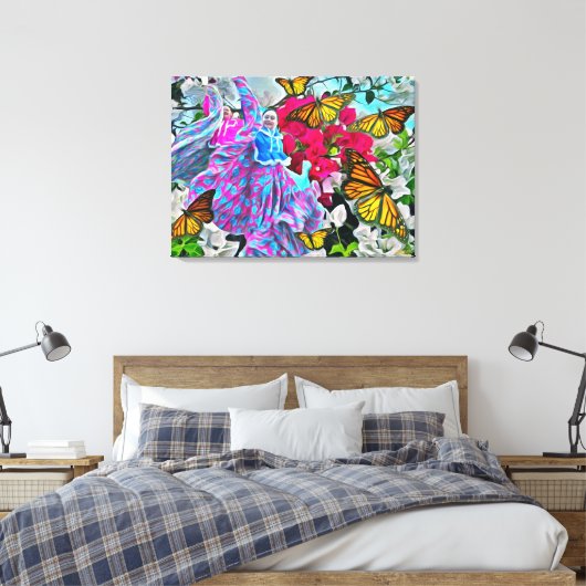 Dansen met bloemen & buistraten PV01 Art Canvas Afdruk (Insitu (Slaapkamer))