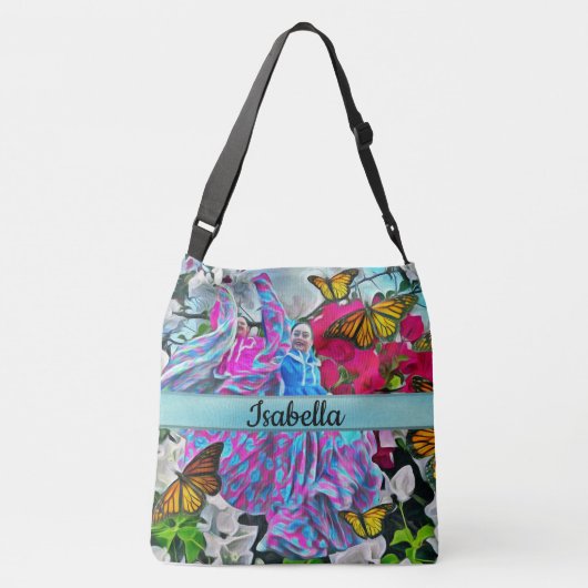Dansen met bloemen & buistraten PV01 Crossbody Tas (Achterkant)