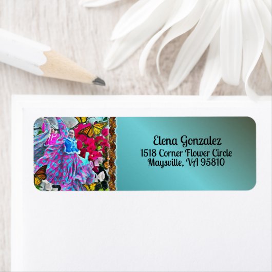 Dansen met Bloemen & Vlinders PV01 Adres Etiket (Insitu)