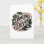 Dansen Met De Duivel Gotische Kunst Kaart (Gele Bloem)