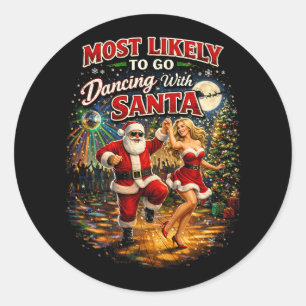 Dansen met de Kerstman Ronde Sticker