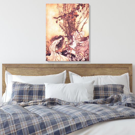 Dansen met Fairies Arthur Rackham Illustratie Canvas Afdruk (Insitu (Slaapkamer))