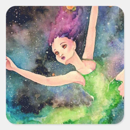 Dansen Met het Universum Vierkante Sticker (Voorkant)