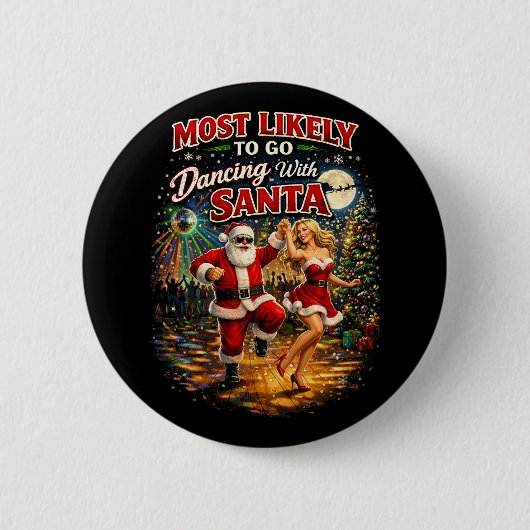 Dansen met Kerstman Ronde Button 5,7 Cm (Voorkant)