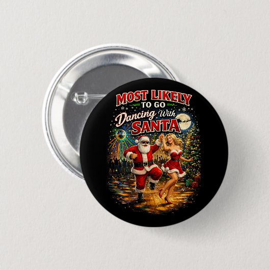 Dansen met Kerstman Ronde Button 5,7 Cm (Voorkant /achterkant)