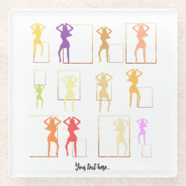 Dansen met Kleuren Vrouw Kaleidoscoop Glazen Onderzetter