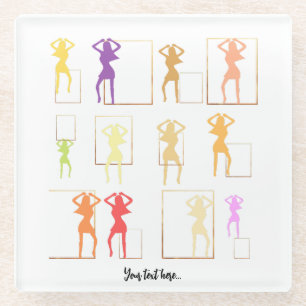 Dansen met Kleuren Vrouw Kaleidoscoop Glazen Onderzetter