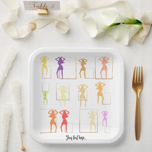 Dansen met Kleuren Vrouw Kaleidoscoop Papieren Bordje (Huwelijk)