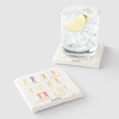 Dansen met Kleuren Vrouw Kaleidoscoop Stenen Onderzetter (Zijkant)